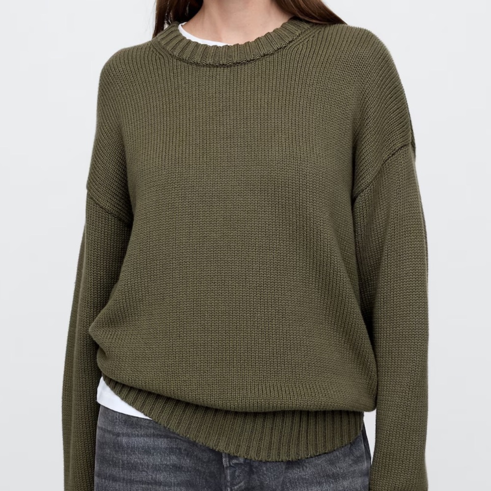 GAP Olive Green 100% Cotton Crewneck Sweater